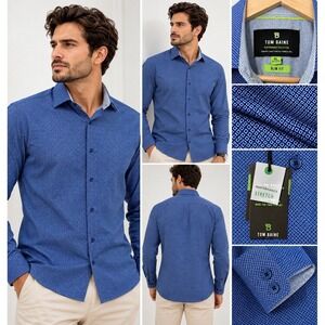 Men's Slim Fit Performance Long Sleeve Dress Shirt Tom Baine Size Xl(10-b47)